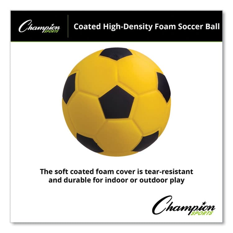 CHAMPION SPORT Coated Foam Sport Ball, Soccer, Playground Size, Yellow (CSISFC) thumbnail 3