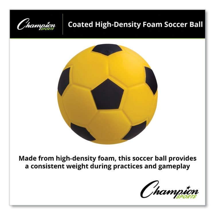 CHAMPION SPORT Coated Foam Sport Ball, Soccer, Playground Size, Yellow (CSISFC) thumbnail 4