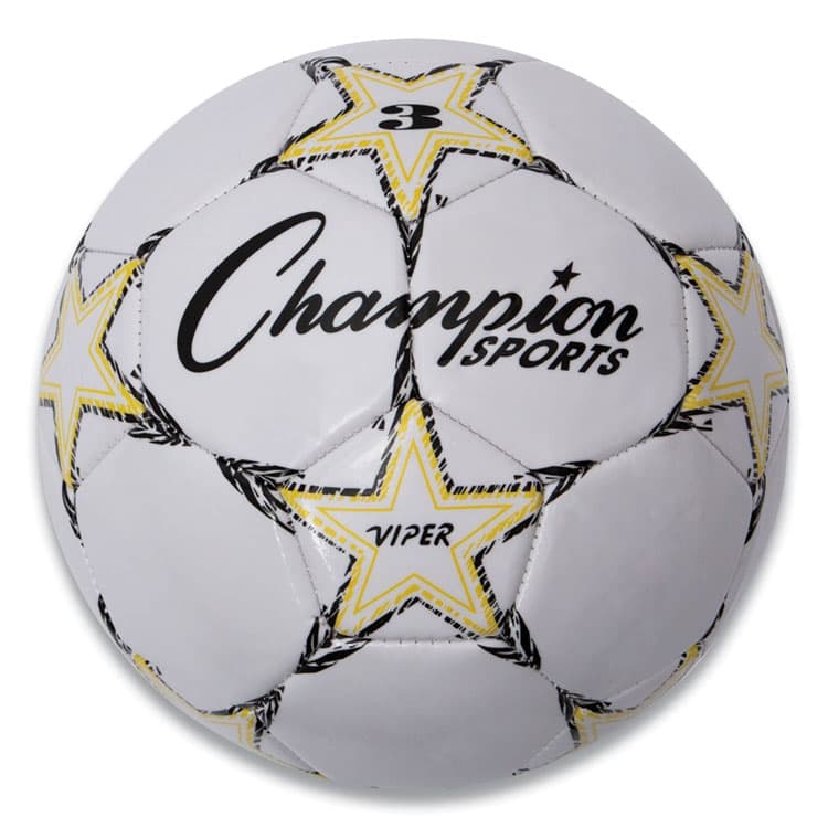 CHAMPION SPORT VIPER Soccer Ball, No. 3 Size, 7.25" to 7.5" Diameter, White (CSIVIPER3)