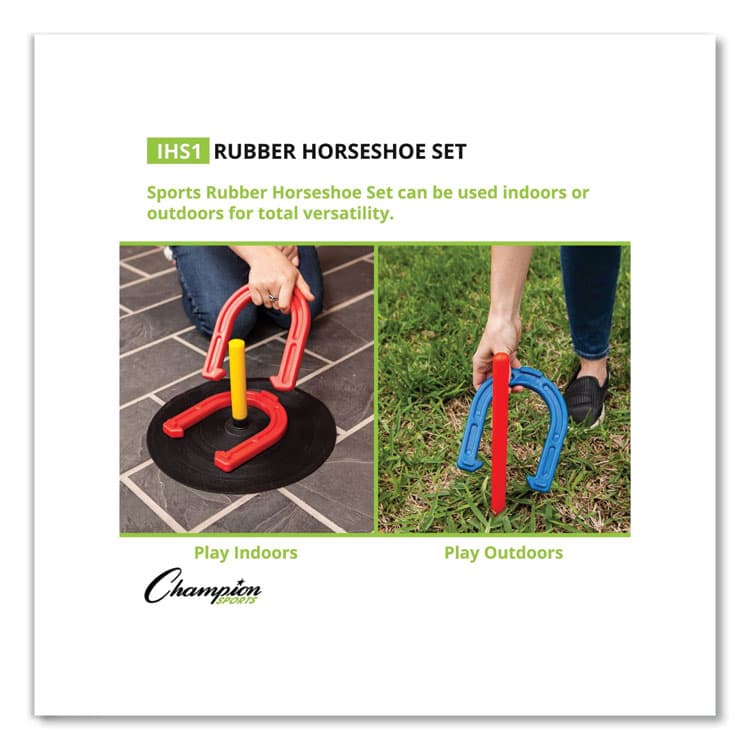 CHAMPION SPORT Indoor/Outdoor Rubber Horseshoe Set, 4 Rubber Horseshoes, 2 Rubber Mats, 2 Plastic Dowels (CSIIHS1) thumbnail 4