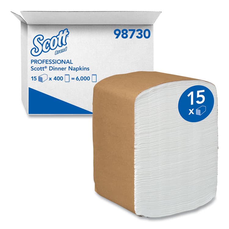 KIMBERLY CLARK Full-Fold Dispenser Napkins, 1-Ply, 12 x 17, White, 400/Pack, 15 Packs/Carton (KCC98730) thumbnail 2