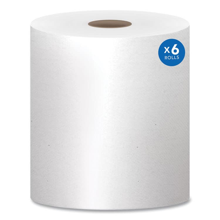 KIMBERLY CLARK Essential High Capacity Hard Roll Towels for Business, 1-Ply, 8" x 1,000 ft, 1.5" Core, Recycled, White, 6 Rolls/Carton (KCC01005)