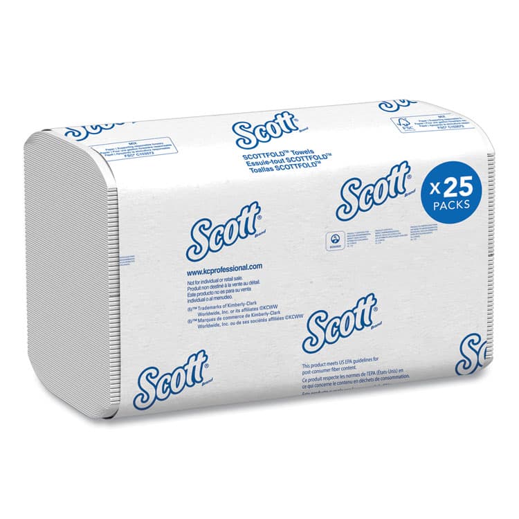 KIMBERLY CLARK Pro Scottfold Towels, 1-Ply, 7.8 x 12.4, White, 175 Towels/Pack, 25 Packs/Carton (KCC01960)
