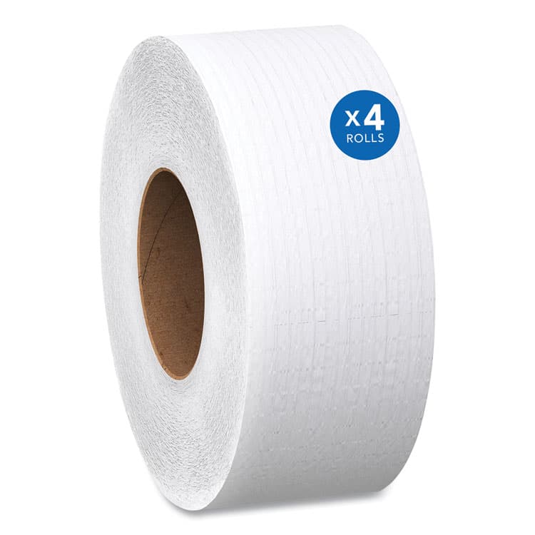 KIMBERLY CLARK Essential JRT Jumbo Roll Bathroom Tissue, Septic Safe, 2-Ply, 3.55" x 1,000 ft, White, 4 Rolls/Carton (KCC03148)