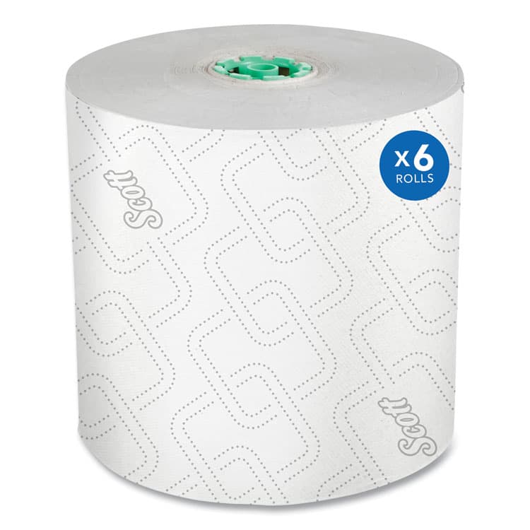 KIMBERLY CLARK Pro Hard Roll Paper Towels with Elevated Scott Design for Scott Pro Dispenser, Green Core Only, 1-Ply, 1,150 ft, 6 Rolls/CT (KCC25700)