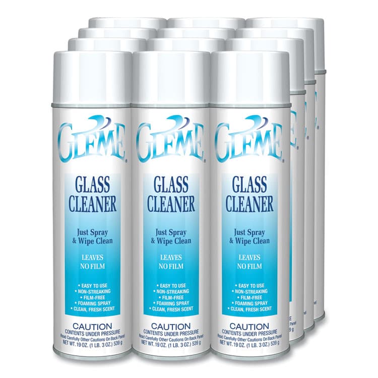PLZ CORP Gleme Glass Cleaner, Fresh Scent, 19 oz Aerosol Spray, Dozen (CGC050) thumbnail 2