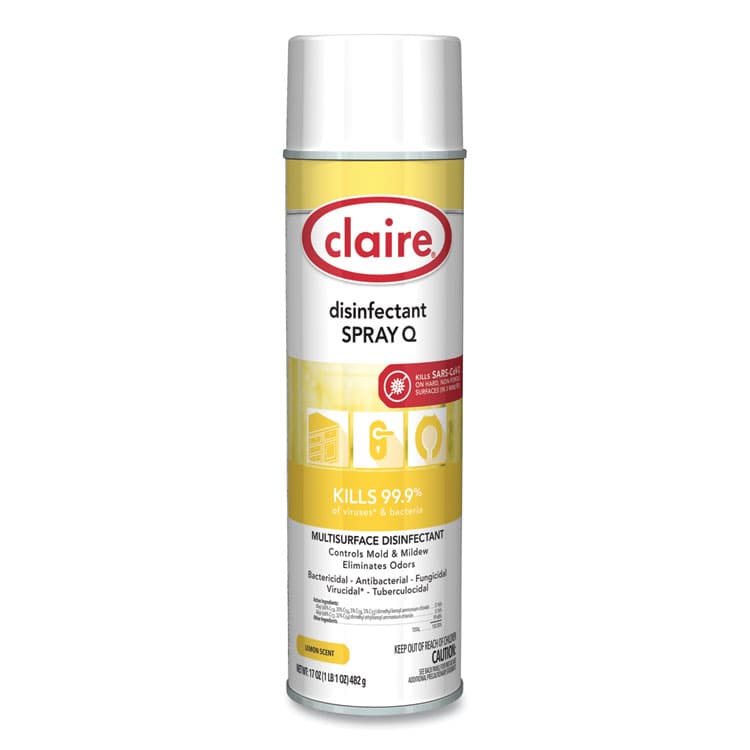 CLAIRE MANUFACTURING COMPANY Spray Q Disinfectant, Lemon Scent, 17 oz Aerosol Spray, Dozen (CGC1002) thumbnail 4