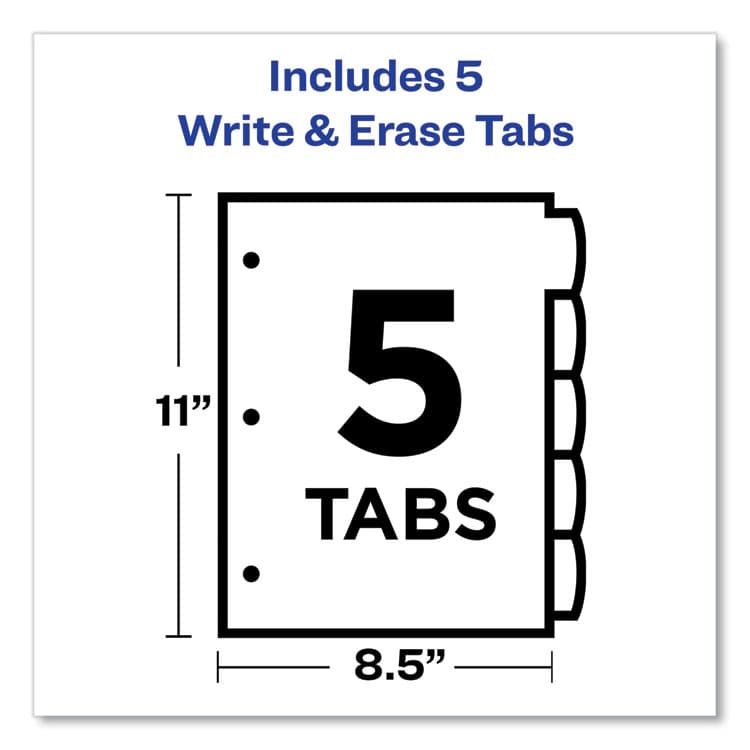 AVERY PRODUCTS CORPORATION Big Tab Write and Erase Durable Plastic Dividers, 5-Tab, 11 x 8.5, Assorted, 1 Set (AVE16129) thumbnail 4
