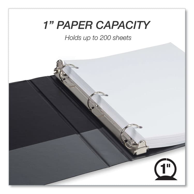 SAMSILL CORPORATION Biobased Round Ring Binder, 3 Rings, 1" Capacity, 11 x 8.5, Black (SAM14830) thumbnail 2
