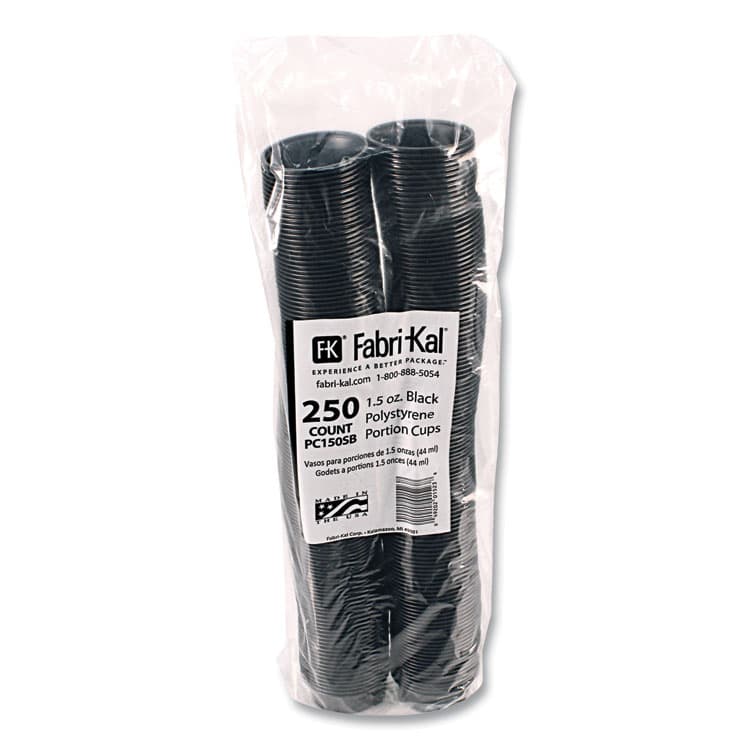 FABRI-KAL Portion Cups, 1.5 oz, Squat, Plastic, Black, 250/Sleeve, 10 Sleeves/Carton (FABPC150SB) thumbnail 3