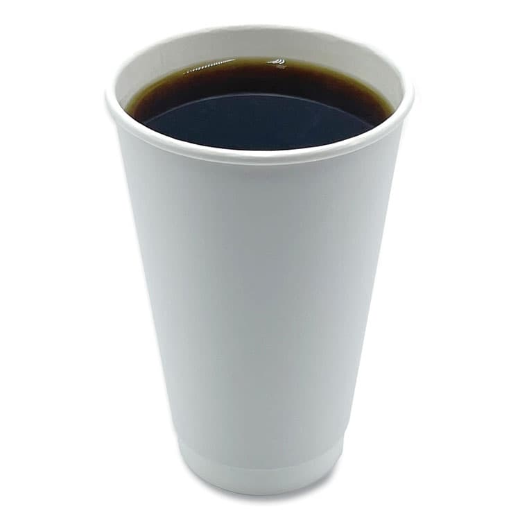 BOARDWALK Paper Hot Cups, Double-Walled, 16 oz, White, 25/Pack (BWKDW16HCUPPK) thumbnail 2