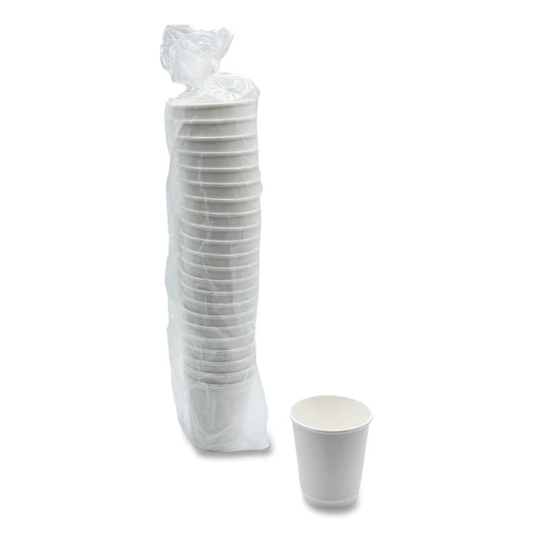 BOARDWALK Paper Hot Cups, Double-Walled, 10 oz, White, 25/Pack (BWKDW10HCUPPK) thumbnail 2