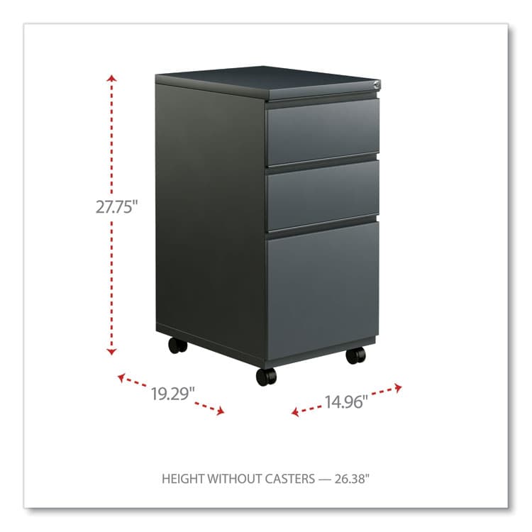 ALERA File Pedestal with Full-Length Pull, Left or Right, 3-Drawers: Box/Box/File, Legal/Letter, Charcoal, 14.96" x 19.29" x 27.75" (ALEPBBBFCH) thumbnail 2