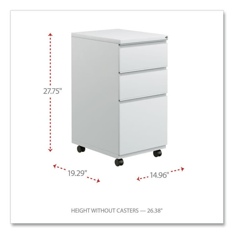 ALERA File Pedestal with Full-Length Pull, Left/Right, 3-Drawers: Box/Box/File, Legal/Letter, Light Gray, 14.96" x 19.29" x 27.75" (ALEPBBBFLG) thumbnail 2