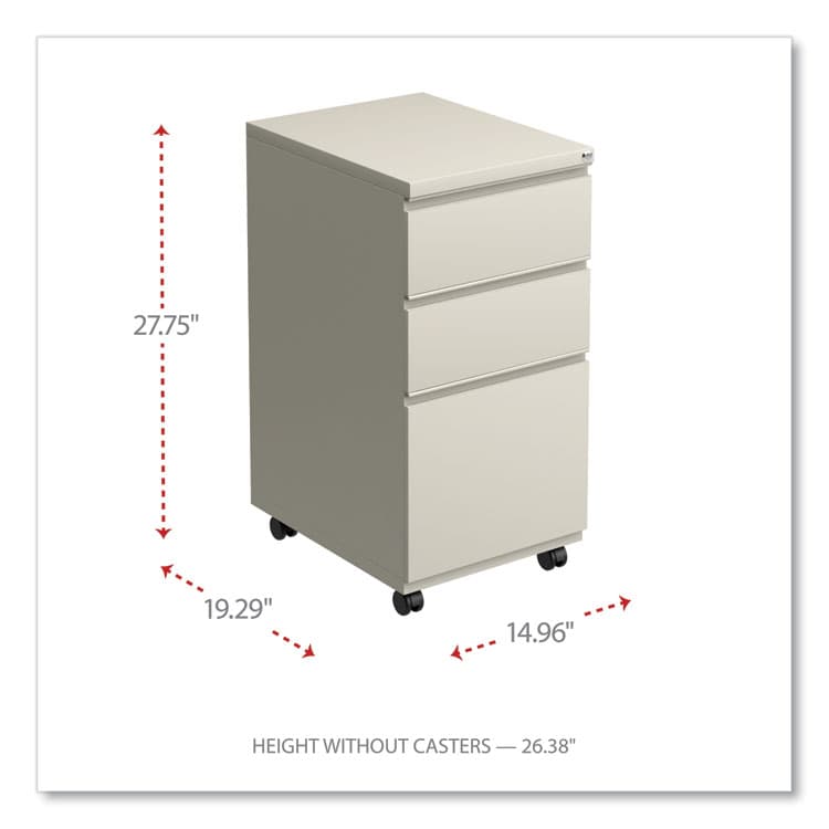 ALERA File Pedestal with Full-Length Pull, Left or Right, 3-Drawers: Box/Box/File, Legal/Letter, Putty, 14.96" x 19.29" x 27.75" (ALEPBBBFPY) thumbnail 2