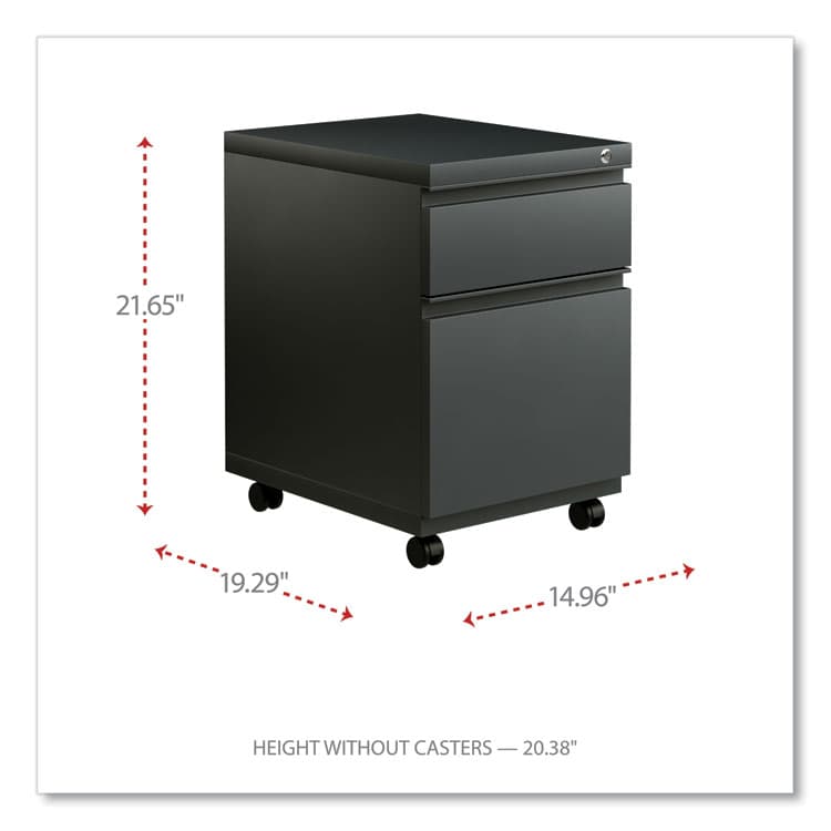 ALERA File Pedestal with Full-Length Pull, Left or Right, 2-Drawers: Box/File, Legal/Letter, Charcoal, 14.96" x 19.29" x 21.65" (ALEPBBFCH) thumbnail 2