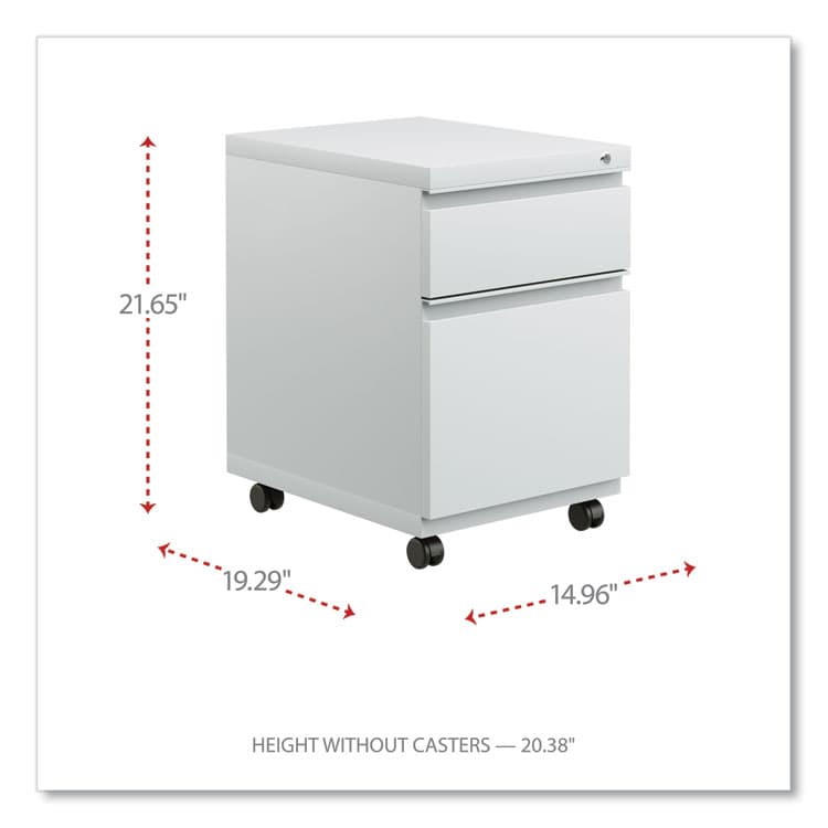 ALERA File Pedestal with Full-Length Pull, Left or Right, 2-Drawers: Box/File, Legal/Letter, Light Gray, 14.96" x 19.29" x 21.65" (ALEPBBFLG) thumbnail 2