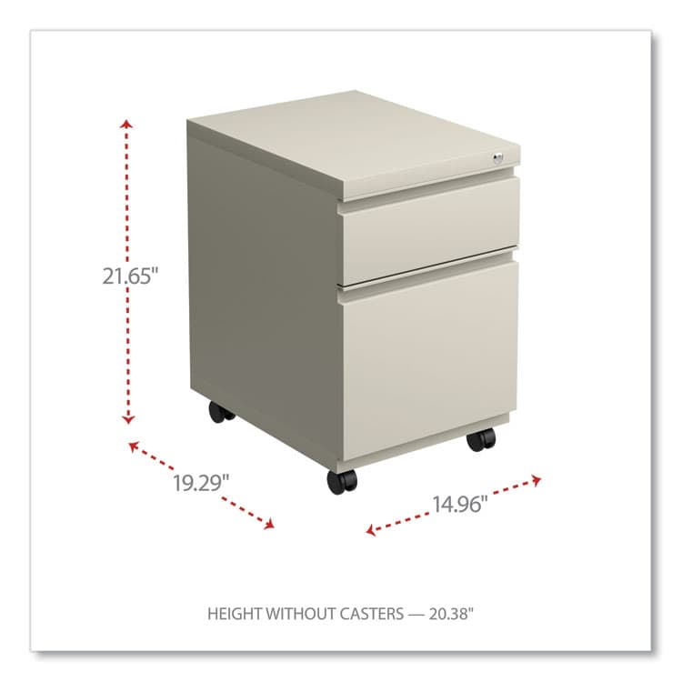 ALERA File Pedestal with Full-Length Pull, Left or Right, 2-Drawers: Box/File, Legal/Letter, Putty, 14.96" x 19.29" x 21.65" (ALEPBBFPY) thumbnail 2