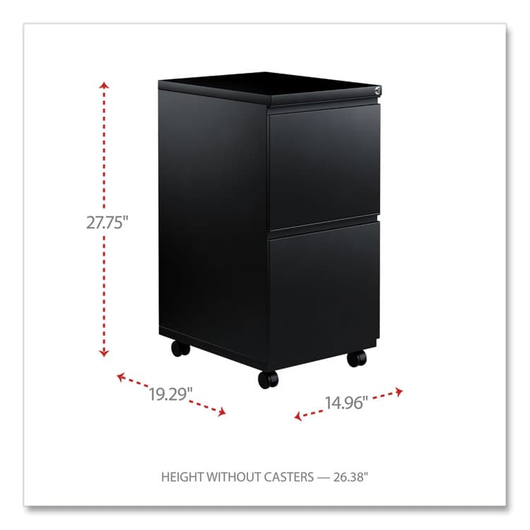 ALERA File Pedestal with Full-Length Pull, Left or Right, 2 Legal/Letter-Size File Drawers, Black, 14.96" x 19.29" x 27.75" (ALEPBFFBL) thumbnail 2