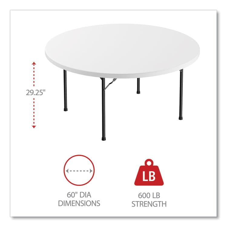 ALERA Round Plastic Folding Table, 60" Diameter x 29.25h, White (ALEPT60RW) thumbnail 2