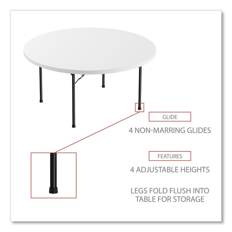 ALERA Round Plastic Folding Table, 60" Diameter x 29.25h, White (ALEPT60RW) thumbnail 4