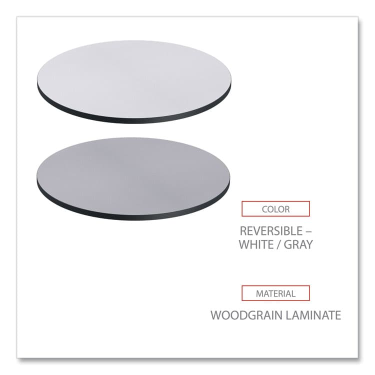 ALERA Reversible Laminate Table Top, Round, 35.5" Diameter, White/Gray (ALETTRD36WG) thumbnail 3