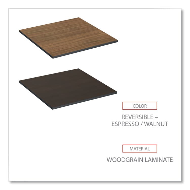 ALERA Reversible Laminate Table Top, Square, 35.38w x 35.38d, Espresso/Walnut (ALETTSQ36EW) thumbnail 3