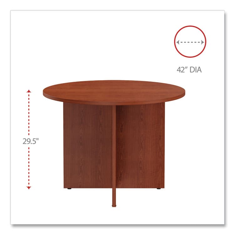 ALERA Alera Valencia Round Conference Table with Legs, 42" Diameter x 29.5h, Medium Cherry (ALEVA7142MC) thumbnail 2