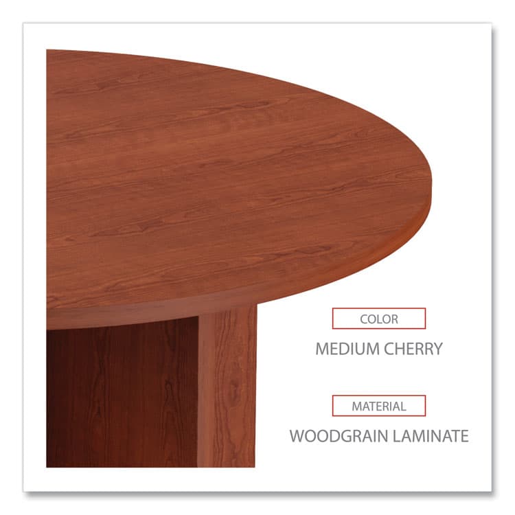 ALERA Alera Valencia Round Conference Table with Legs, 42" Diameter x 29.5h, Medium Cherry (ALEVA7142MC) thumbnail 3