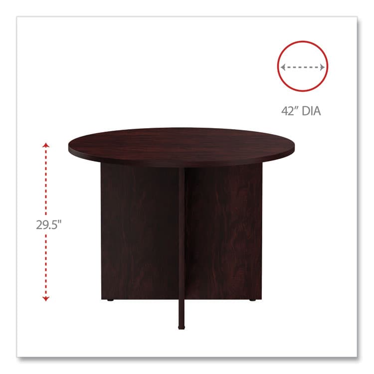 ALERA Alera Valencia Round Conference Table with Legs, 42" Diameter x 29.5h, Mahogany (ALEVA7142MY) thumbnail 2