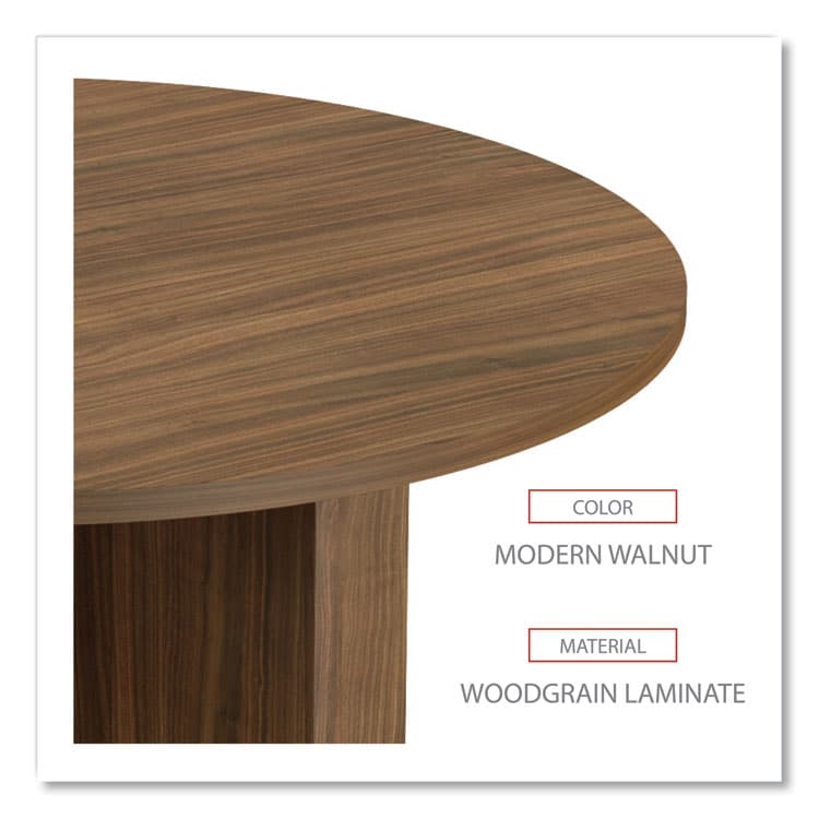 ALERA Alera Valencia Round Conference Table with Legs, 42" Diameter x 29.5h, Modern Walnut (ALEVA7142WA) thumbnail 3