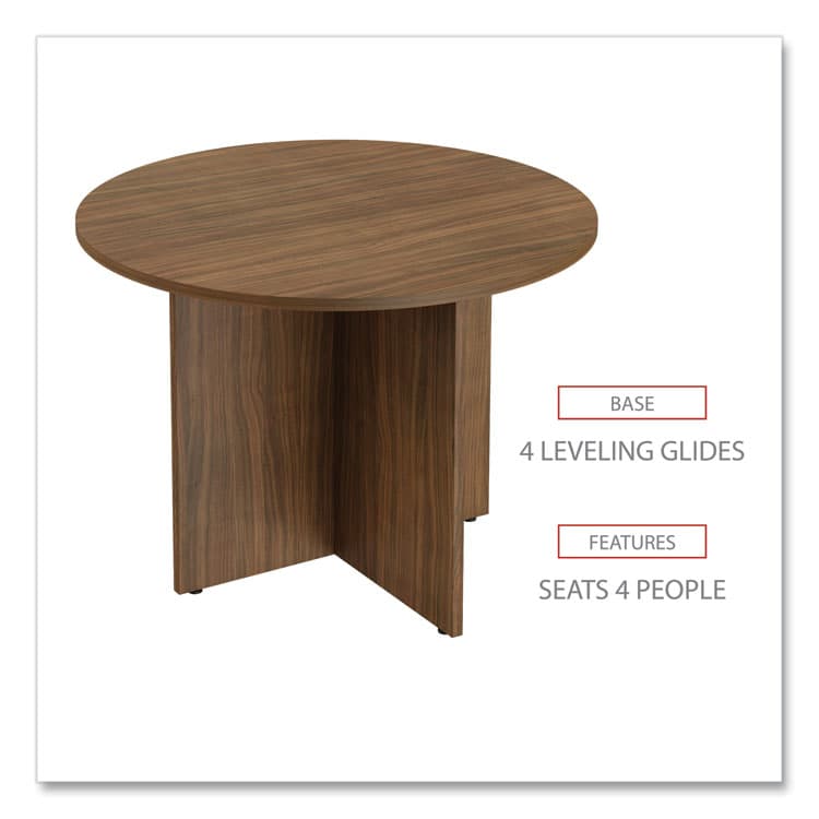 ALERA Alera Valencia Round Conference Table with Legs, 42" Diameter x 29.5h, Modern Walnut (ALEVA7142WA) thumbnail 4