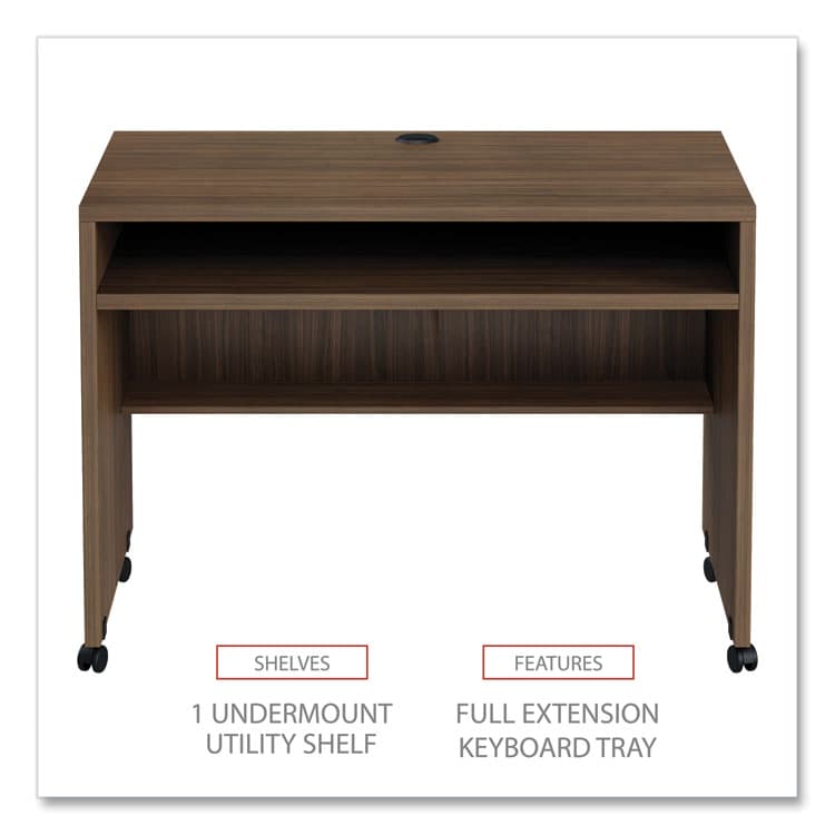 ALERA Alera Valencia Series Mobile Workstation Desk, 41.38" x 23.63" x 30", Modern Walnut (ALEVA204224WA) thumbnail 3
