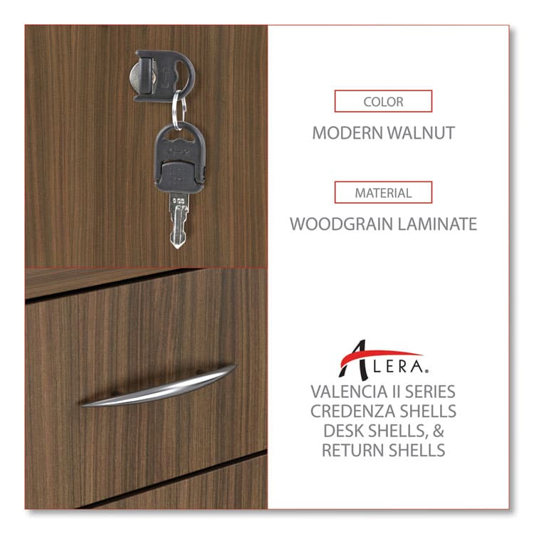 ALERA Alera Valencia Series Mobile Pedestal File, Left/Right, 3-Drawer: Box/Box/File, Legal/Letter, Walnut, 15.88 x 20.5 x 28.38 (ALEVA572816WA) thumbnail 3