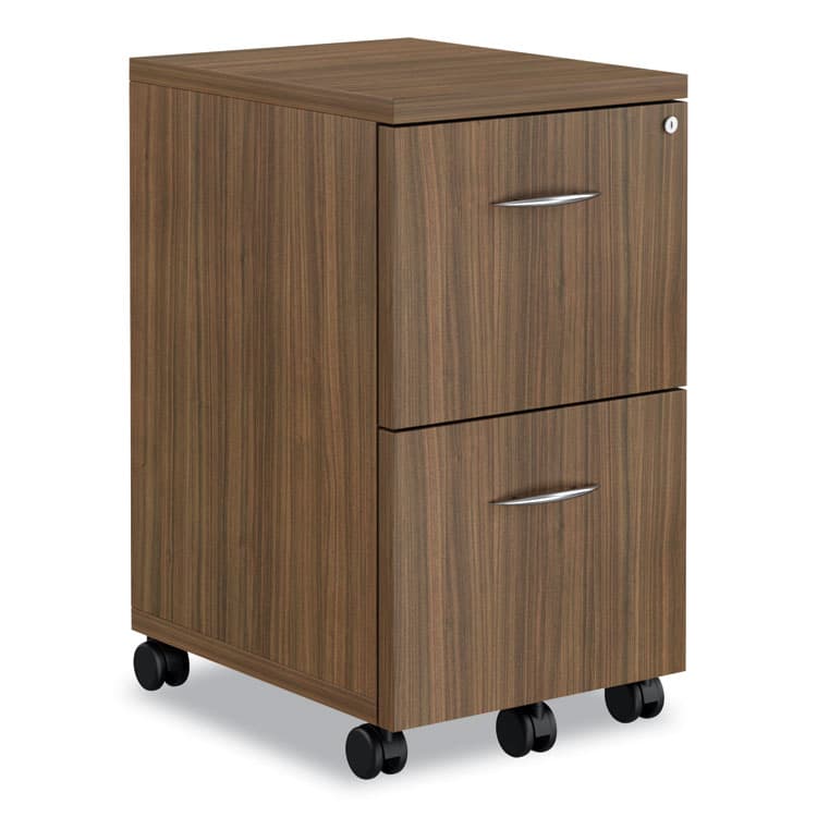 ALERA Alera Valencia Series Mobile Pedestal, Left or Right, 2 Legal/Letter-Size File Drawers, Modern Walnut, 15.38" x 20" x 26.63" (ALEVA582816WA)