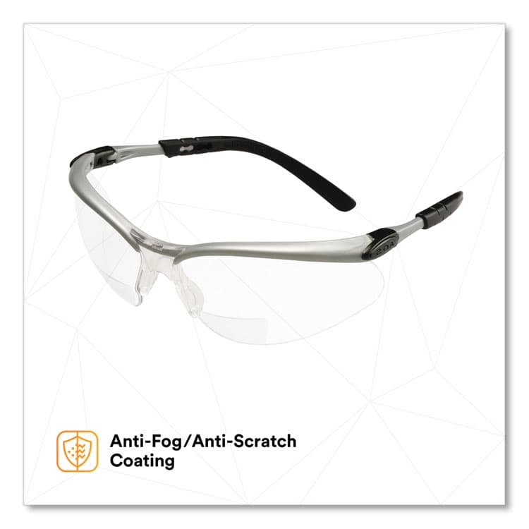 3M/COMMERCIAL TAPE DIV. BX Molded-In Diopter Safety Glasses, 2.5+ Diopter, Silver/Black Half Frame, Clear Dual Lens (MMM1137600000) thumbnail 3