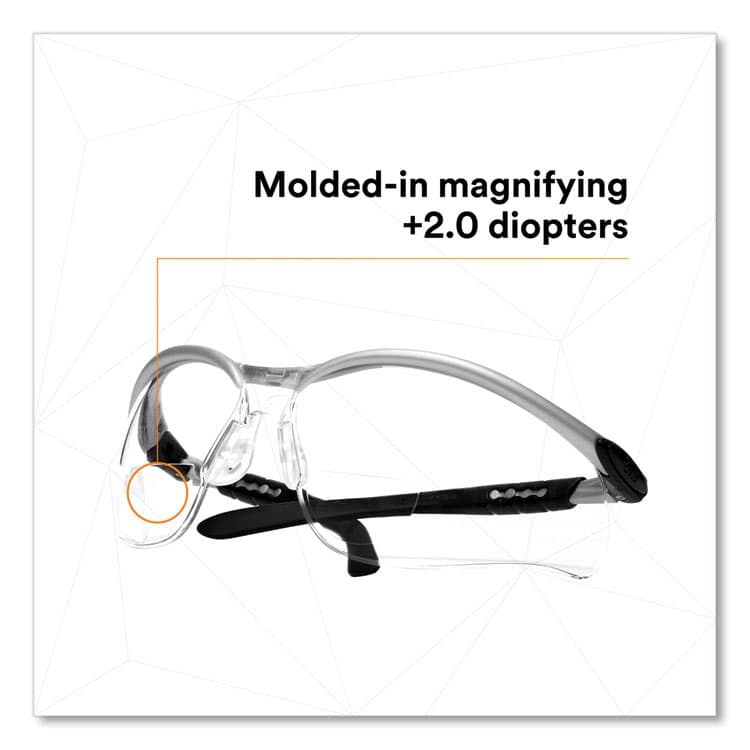 3M/COMMERCIAL TAPE DIV. BX Molded-In Diopter Safety Glasses, 2.0+ Diopter, Silver/Black Half Frame, Clear Dual Lens (MMM1137500000) thumbnail 4
