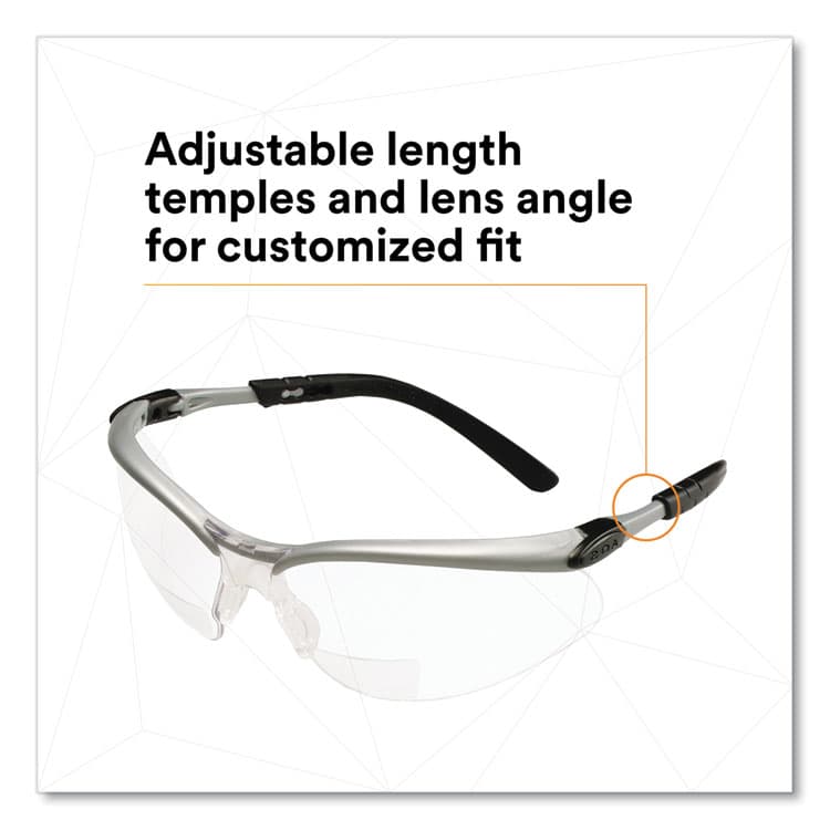 3M/COMMERCIAL TAPE DIV. BX Molded-In Diopter Safety Glasses, 2.5+ Diopter, Silver/Black Half Frame, Clear Dual Lens (MMM1137600000) thumbnail 4