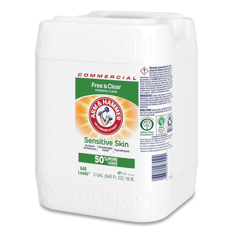 CHURCH & DWIGHT CO., HE Compatible Liquid Detergent, Free and Clear/Unscented, 640 Loads, 5 gal Jug (CDC3320097550)