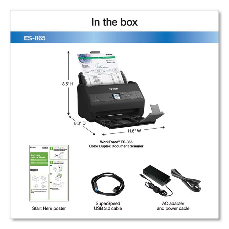 EPSON AMERICA, . WorkForce ES-865 Color Duplex Document Scanner, 600 dpi Optical Resolution, 100-Sheet Duplex Auto Document Feeder (EPSB11B250202) thumbnail 3