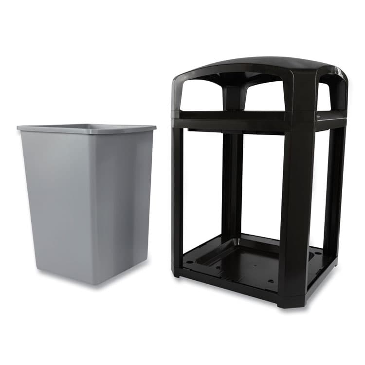 RUBBERMAID COMMERCIAL PROD. Landmark Series Classic Dome Top Container and Ashtray, 35 gal, Resin, Black (RCPFG397001BLA) thumbnail 2