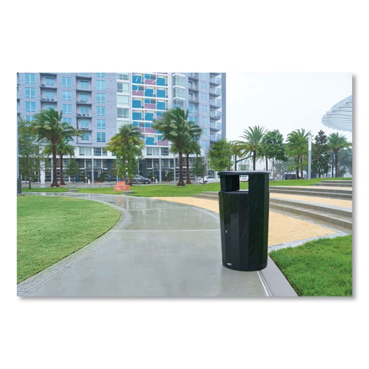 RUBBERMAID COMMERCIAL PROD. RESIST Round Waste Container, 33 gal, Metal, Black (RCP2185041) thumbnail 4