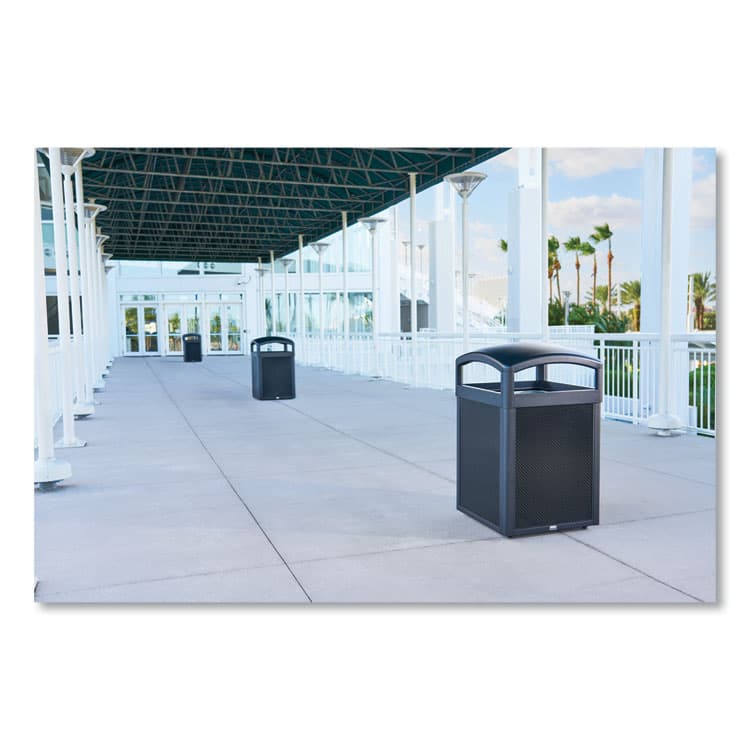 RUBBERMAID COMMERCIAL PROD. TAILOR Decorative Outdoor Waste Receptacle Frames, 41 gal, Metal, Black (RCP2182672) thumbnail 4