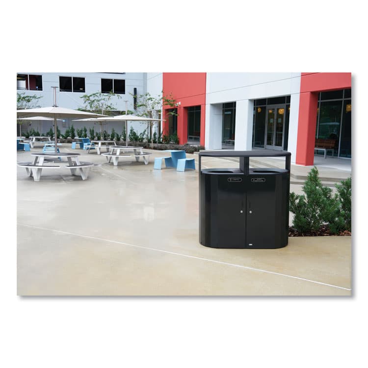 RUBBERMAID COMMERCIAL PROD. RESIST Dual Stream Waste and Recycling Container, 46 gal, Metal, Black (RCP2184980) thumbnail 4