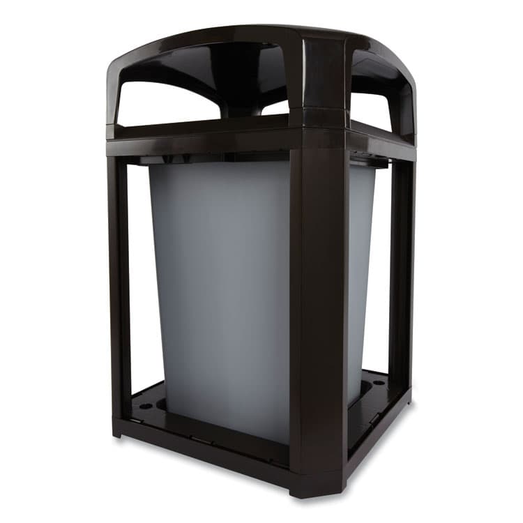 RUBBERMAID COMMERCIAL PROD. Landmark Series Classic Dome Top Container and Ashtray, 35 gal, Resin, Black (RCPFG397001BLA) thumbnail 4