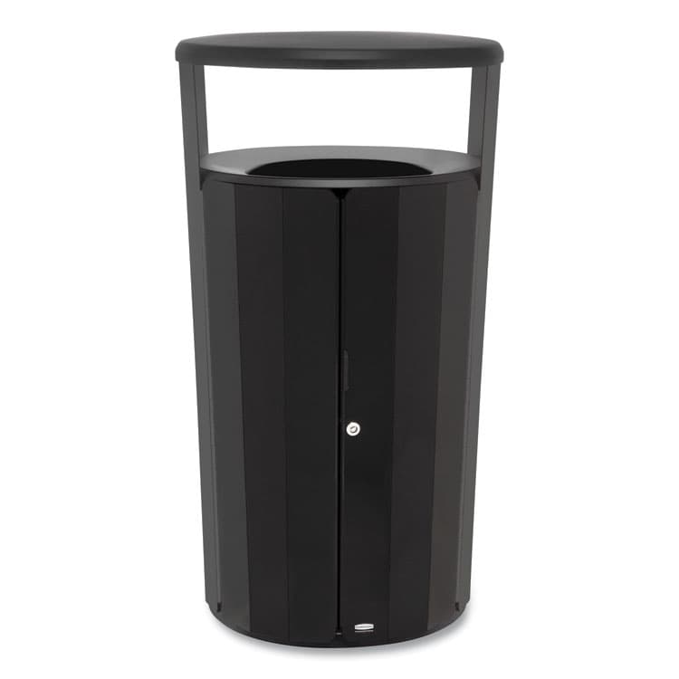 RUBBERMAID COMMERCIAL PROD. RESIST Round Waste Container, 33 gal, Metal, Black (RCP2185041)