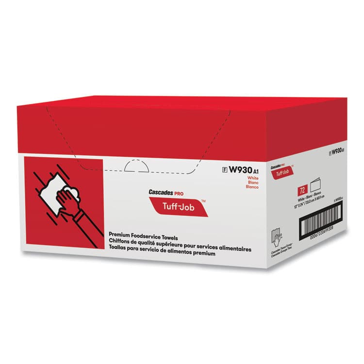 CASCADES TISSUE GROUP Tuff-Job Foodservice Towels, 1/4 Fold, 13 x 24, White/Blue, 72/Carton (CSDW930) thumbnail 3