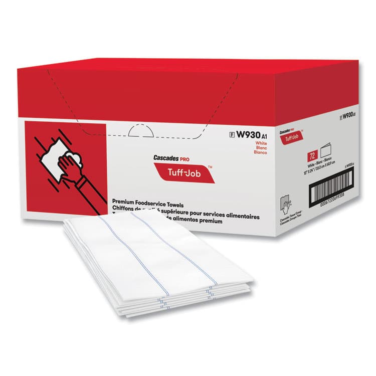 CASCADES TISSUE GROUP Tuff-Job Foodservice Towels, 1/4 Fold, 13 x 24, White/Blue, 72/Carton (CSDW930) thumbnail 4