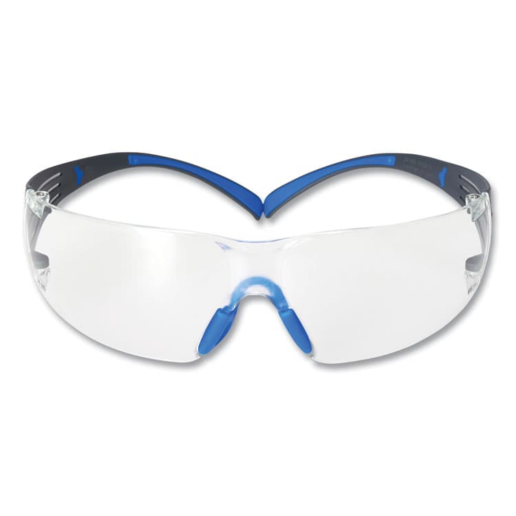 3M/COMMERCIAL TAPE DIV. SecureFit 400 Protective Eyewear, Frameless, Black/Blue Arms, Clear Single Lens (MMMSF401SGAFBLU)