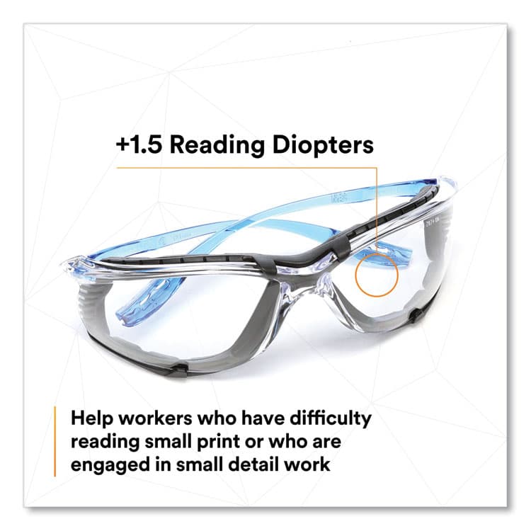 3M/COMMERCIAL TAPE DIV. Virtua CCS Protective Eyewear with Foam Gasket, 1.5+ Diopter, Blue Half Frame, Clear Dual Lens (MMMVC215AF) thumbnail 4